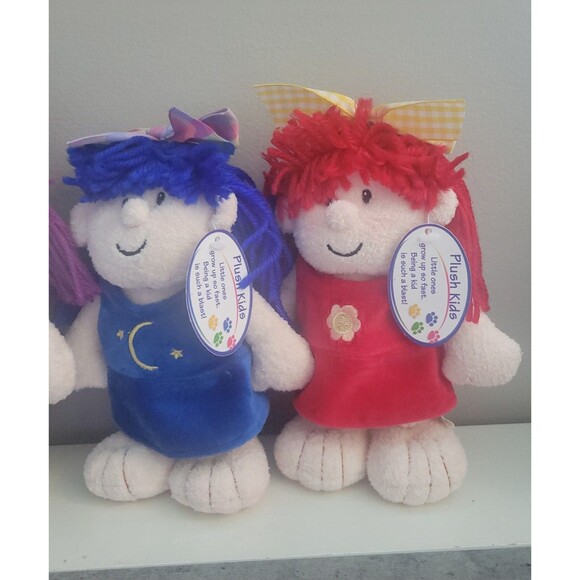 Progressive Plush Kids Girls Twins Triplets Purple Blue Red 8" Birthday Gifts - Picture 2 of 6